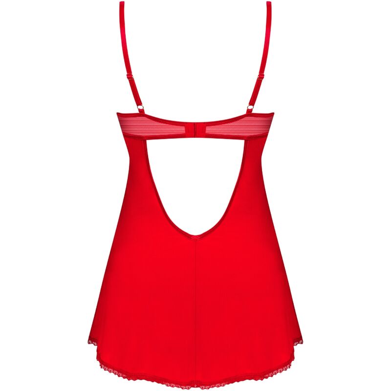 OBSESSIVE - CHEMISE & STRING INGRIDIA ROUGE XS/S