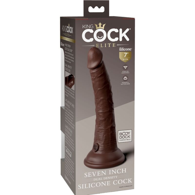 KING COCK - ELITE GODE RÉALISTE EN SILICONE 17,8 CM MARRON