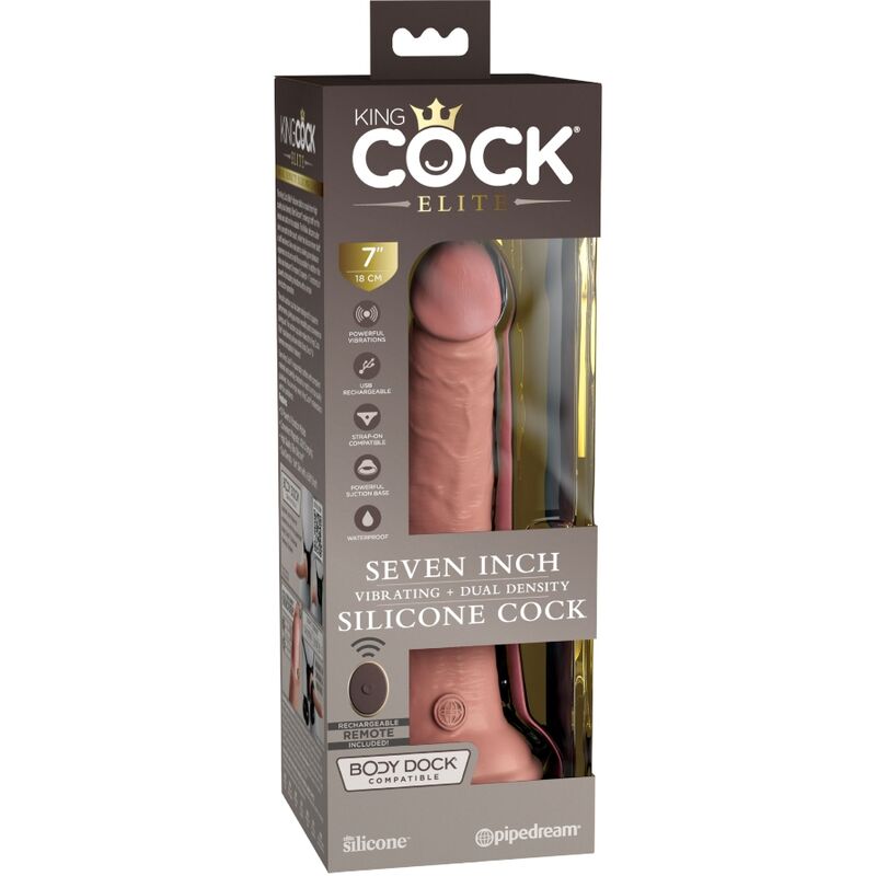 KING COCK - ELITE VIBRATEUR GODE RÉALISTE & TÉLÉCOMMANDE EN SILICONE 17.8 CM