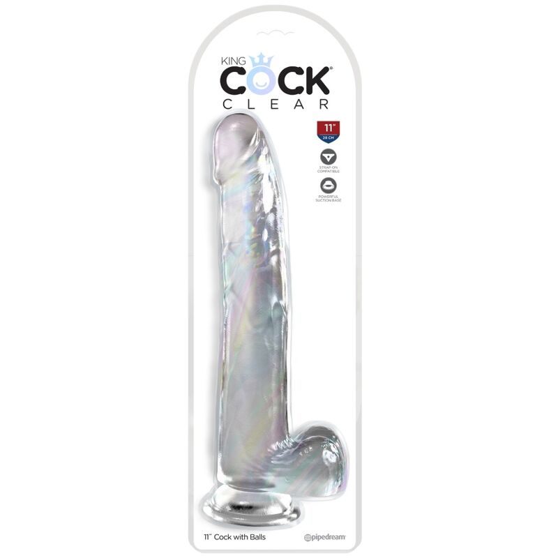 KING COCK - GODE CLAIR AVEC TESTICULES 24,8 CM TRANSPARENT