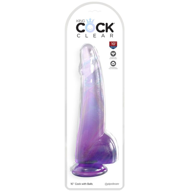 KING COCK - GODE TESTICULES CLAIR 19 CM VIOLET