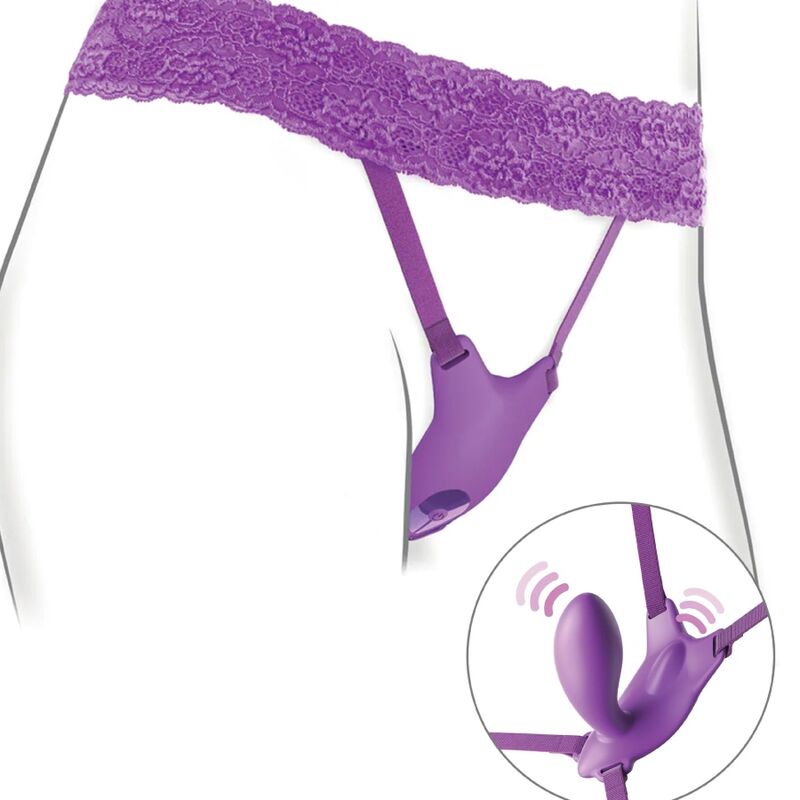 FANTASÍA PARA ELLA - ARNÉS MARIPOSA PUNTO G CON VIBRADOR, RECARGABLE Y MANDO A DISTANCIA MORADO