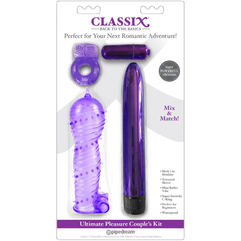 CLASSIX - KIT POUR COUPLES AVEC ANNEAU, GAINE ET BALLES VIOLES