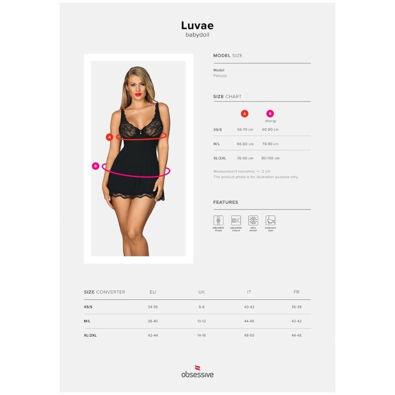 OBSESSIVE - THONG BABYDOLL ET LUVAE NOIR XS/S