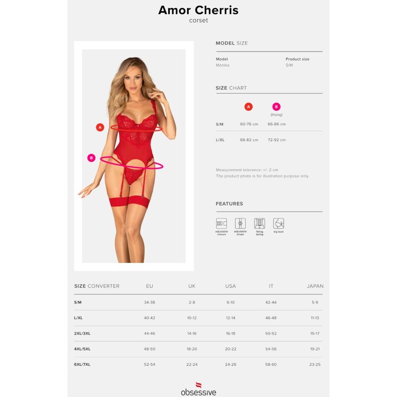 OBSESSIVE - CORSET ET STRING AMOR CHERRIS L/XL