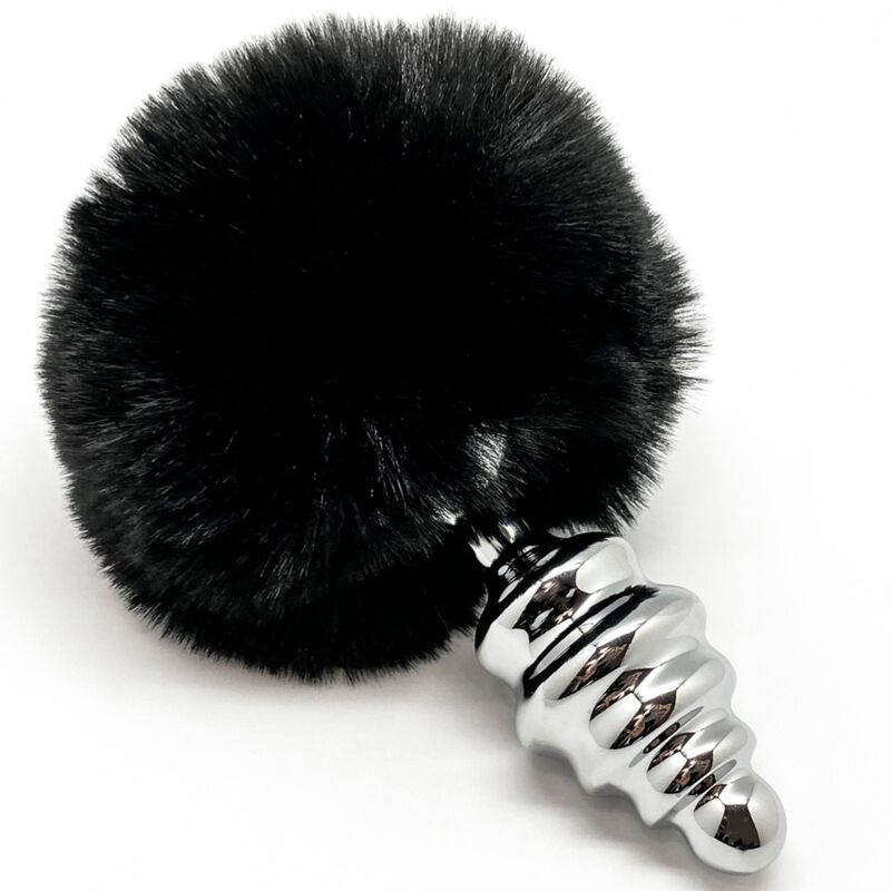 ALIVE - PLUG DE PLAISIR ANAL SPIRAL METAL FLUFFY NOIR TAILLE S