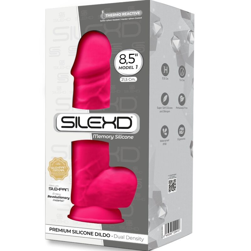 SILEXD - MODÈLE 1 PÉNIS RÉALISTE PREMIUM SILEXPAN SILICONE FUCHSIA 21.5 CM