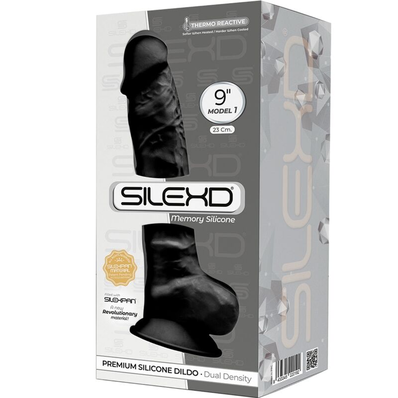 SILEXD - MODÈLE 1 PÉNIS RÉALISTE PREMIUM SILEXPAN SILICONE NOIR 23 CM