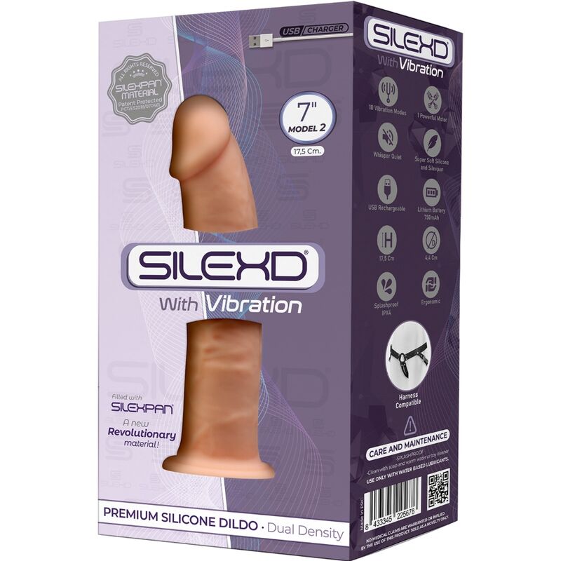 SILEXD - MODÈLE 1 VIBRATEUR PÉNIS RÉALISTE SILICONE PREMIUM SILEXPAN 17.5 CM