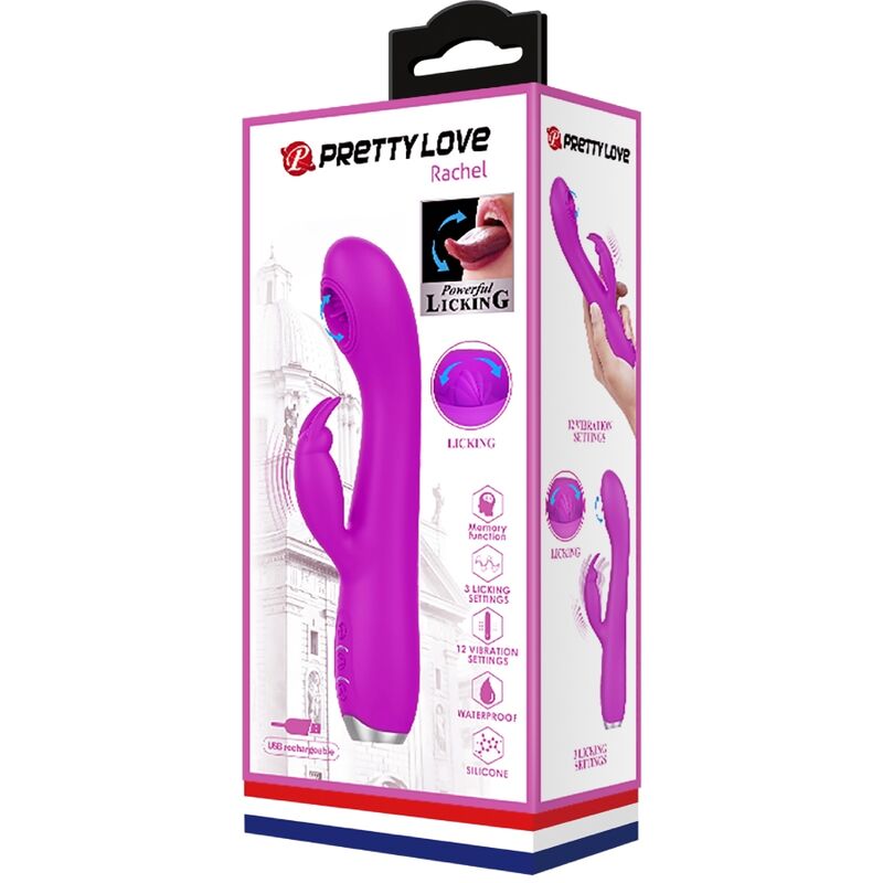 PRETTY LOVE - VIBRATEUR RECHARGEABLE RACHEL AVEC VENTOUSE VIOLET