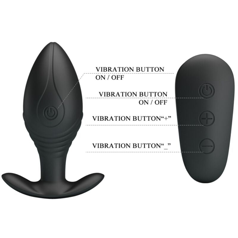 PRETTY LOVE - VIBRATEUR RECHARGEABLE REGINA ANAL PLUG NOIR