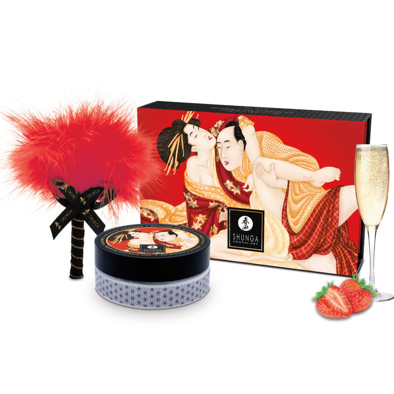 SHUNGA - KIT DE POUDRE DE MASSAGE COMESTIBLE À LA FRAISE