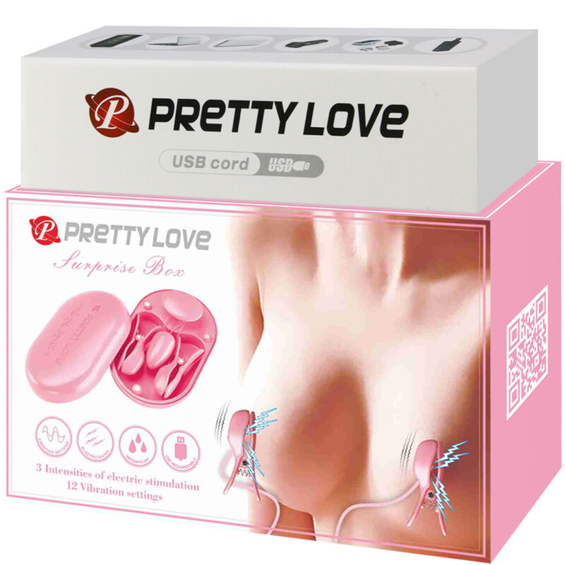 PRETTY LOVE - BOITE SURPRISE PINCES DÉLECTRO STIMULATION ROSE