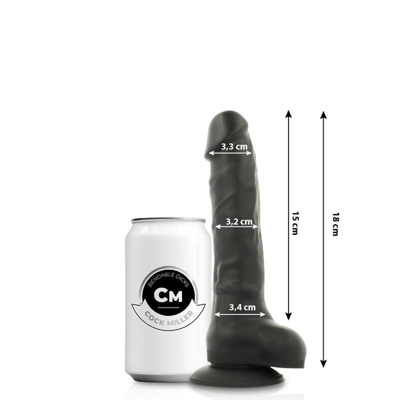 COCK MILLER - SILICONE DENSITÉ COCKSIL ARTICULABLE NOIR 18 CM