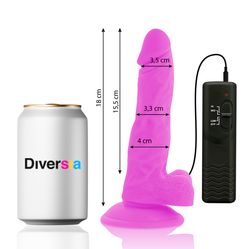 DIVERSIA - DILDO VIBRANT FLEXIBLE VIOLET 18 CM -O- 4 CM