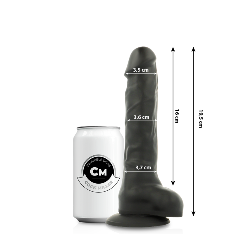 COCK MILLER - SILICONE DENSITÉ COCKSIL ARTICULABLE NOIR 19,5 CM