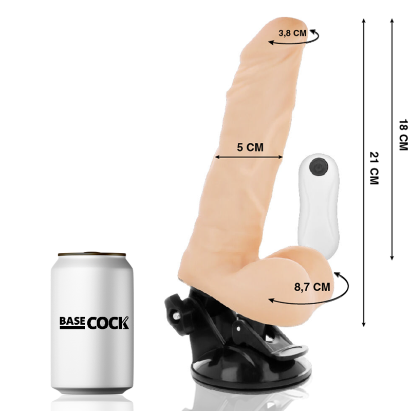 BASECOCK - VIBRATEUR ARTICULABLE TÉLÉCOMMANDE NATUREL 21 CM -O- 5 CM