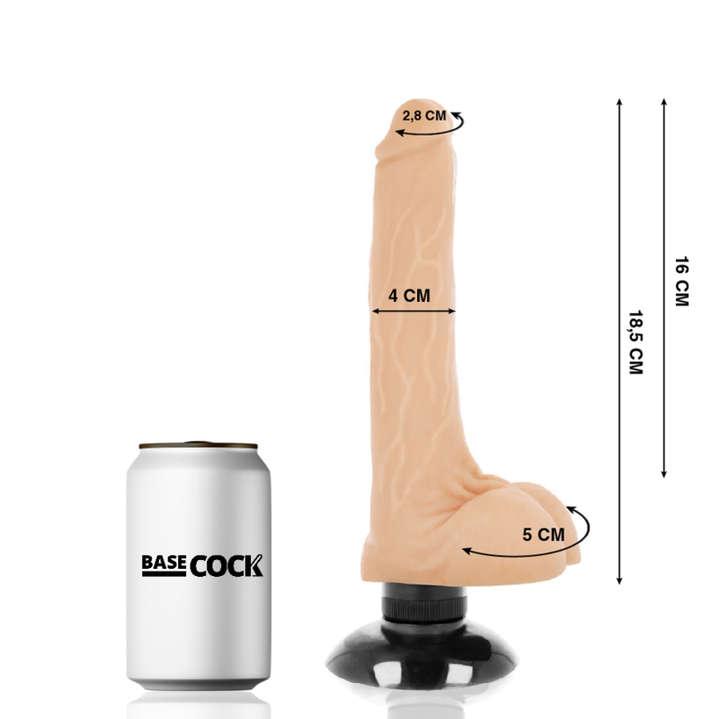 BASECOCK - VIBRATEUR RÉALISTE 2-1 NATUREL 18.5 CM -O- 4 CM