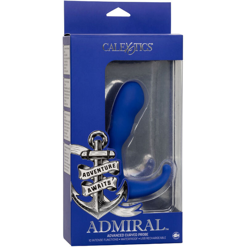 CALEXOTICS - ADMIRAL STIMULATEUR &amp; VIBRATEUR ANAL COURBÉ BLEU