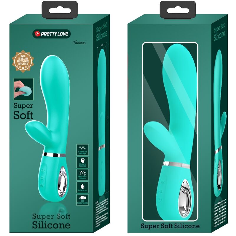 PRETTY LOVE - VIBRATEUR MULTIFONCTION G-SPOT THOMAS VERT AQUA