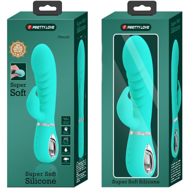 PRETTY LOVE - VIBRATEUR MULTIFONCTION G-SPOT PRESCOTT VERT AQUA