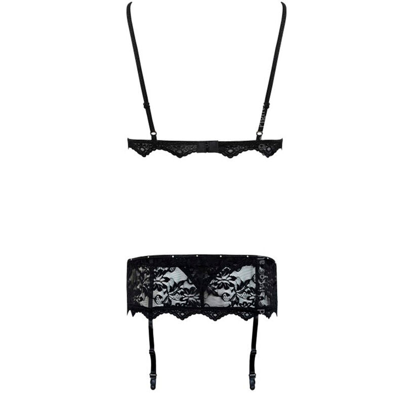 MODA LIVCO CORSETTI - BELITA LC 90231 SUJETADOR + BRAGA + LIGA NEGRO S/M