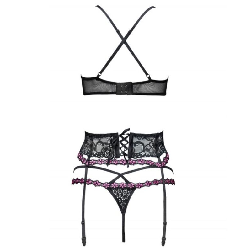 MODA LIVCO CORSETTI - SNEHANA LC 90443 SUJETADOR + LIGA + BRAGAS NEGRO