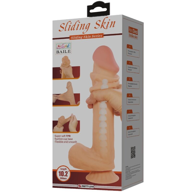 PRETTY LOVE - SÉRIE SLIDING SKIN GODE RÉALISTE AVEC VENTOUSE SLIDING SKIN FLESH 26 CM