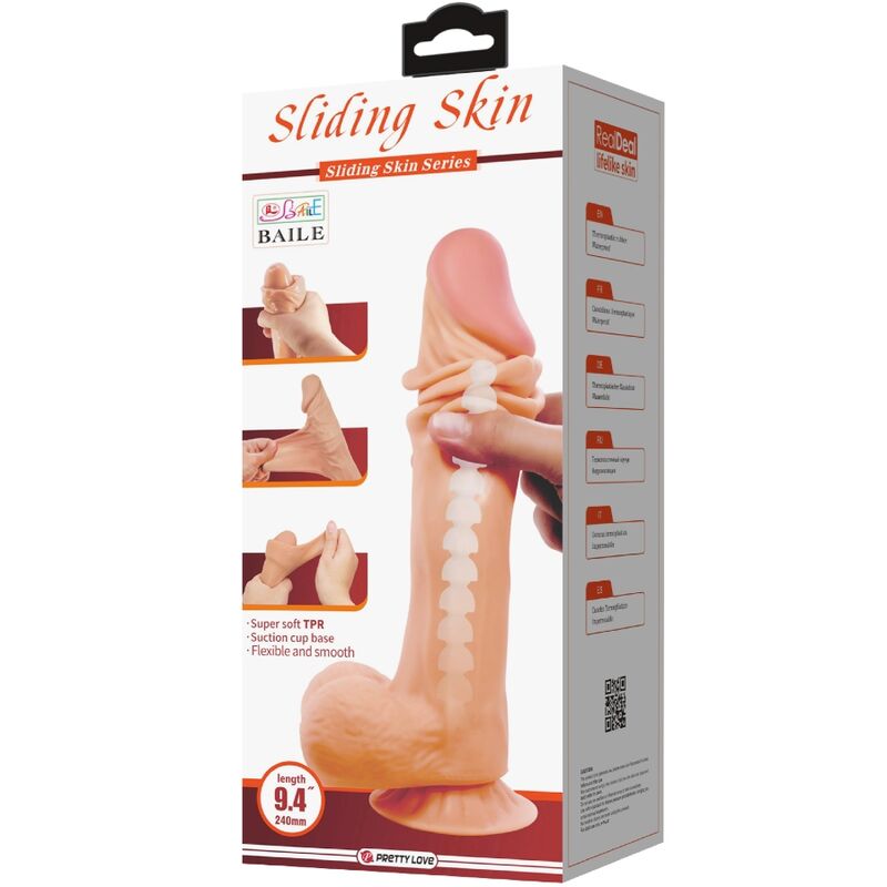 PRETTY LOVE - SÉRIE SLIDING SKIN GODE RÉALISTE AVEC VENTOUSE SLIDING SKIN 24 CM