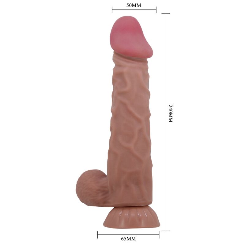 PRETTY LOVE - SÉRIE SLIDING SKIN GODE RÉALISTE AVEC VENTOUSE SLIDING SKIN MARRON 24 CM