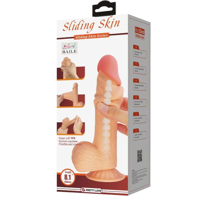 PRETTY LOVE - SÉRIE SLIDING SKIN GODE RÉALISTE AVEC VENTOUSE SLIDING SKIN 20,6 CM