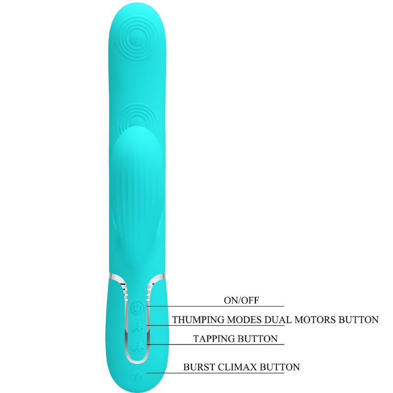 PRETTY LOVE - PERLITA VIBRATEUR MULTIFONCTION 3 EN 1 POINT G VERT AQUA