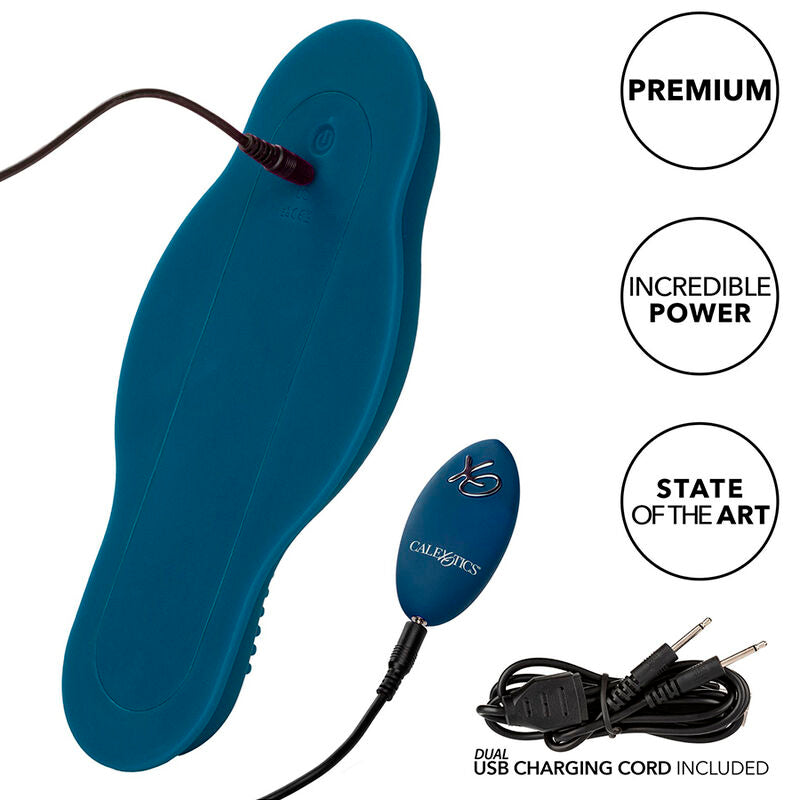 CALEXOTICS - RIDER MASSAGER DOUBLE MOTEUR TÉLÉCOMMANDE BLEU