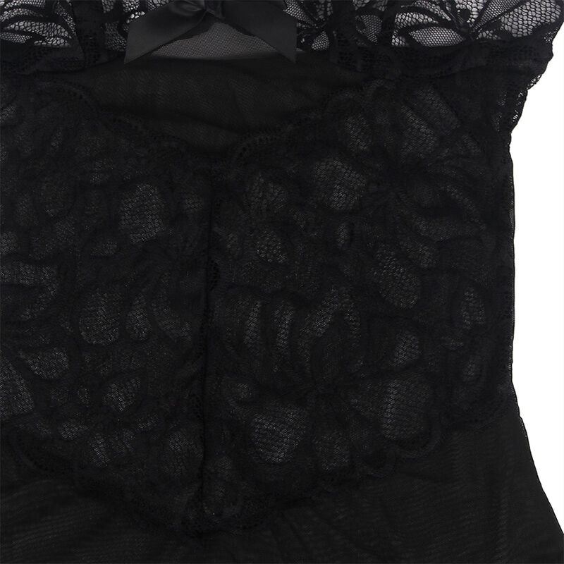 SUBBLIME - BABYDOLL  BRETELLES RÉGLABLES ET DENTELLE TRANSPARENTE IMPRIMÉ FLORAL NOIR S/M