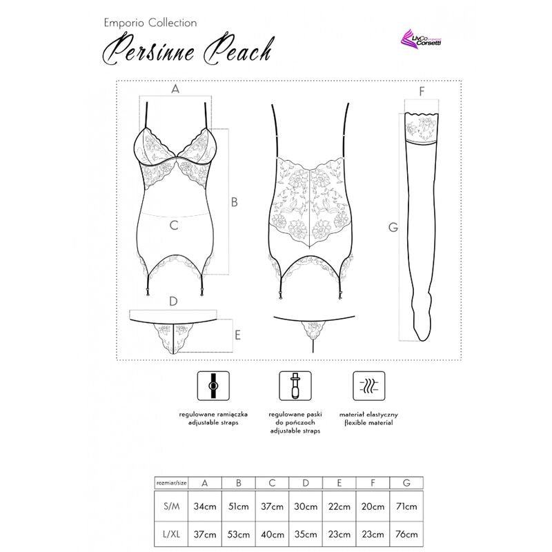 LIVCO CORSETTI FASHION - ENSEMBLE PERSINNE PÊCHE CORSET + CULOTTE + BAS