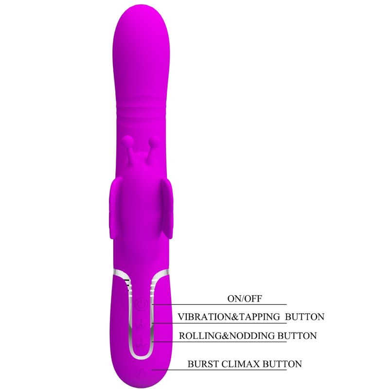 PRETTY LOVE - VIBRATEUR MULTIFONCTION LAPIN 4 EN 1 PAPILLON FUCHSIA