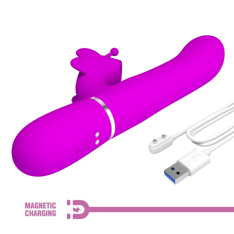 PRETTY LOVE - VIBRATEUR MULTIFONCTION LAPIN 4 EN 1 PAPILLON FUCHSIA