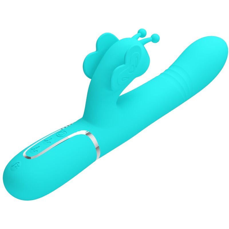 PRETTY LOVE - VIBRATEUR MULTIFONCTION LAPIN 4 EN 1 PAPILLON AQUA VERT