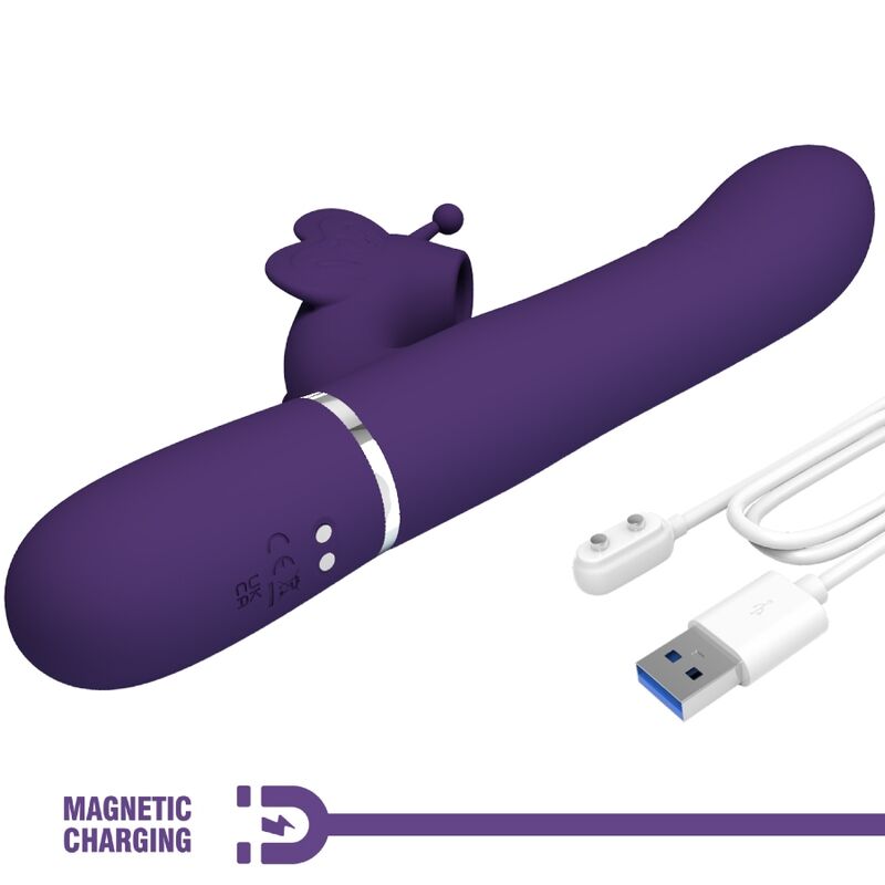 PRETTY LOVE - VIBRATEUR MULTIFONCTION LAPIN 4 EN 1 PAPILLON VIOLET