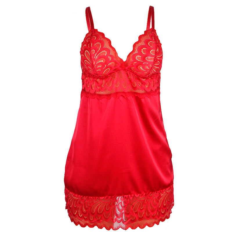 SUBBLIME - BABYDOLL EN SATIN AVEC DENTELLE ROUGE S/M