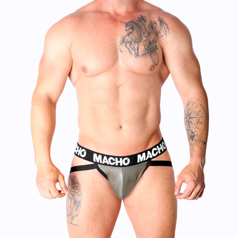 MACHO - MX27GR JOCK CUIR GRIS BEIGE S