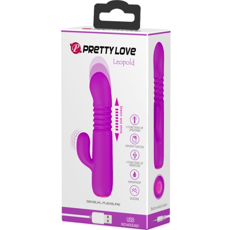 PRETTY LOVE - VIBRATEUR LEOPOLD 4 VIBRATIONS 4 MODES DE POUSSÉE VIOLET