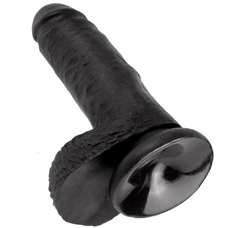 KING COCK - 7 GODE NOIR AVEC BOULES 17,8 CM