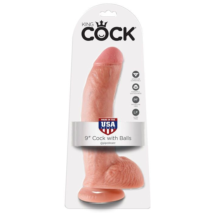 KING COCK - 9 CHAISE DE GODE AVEC BOULES 22,9 CM