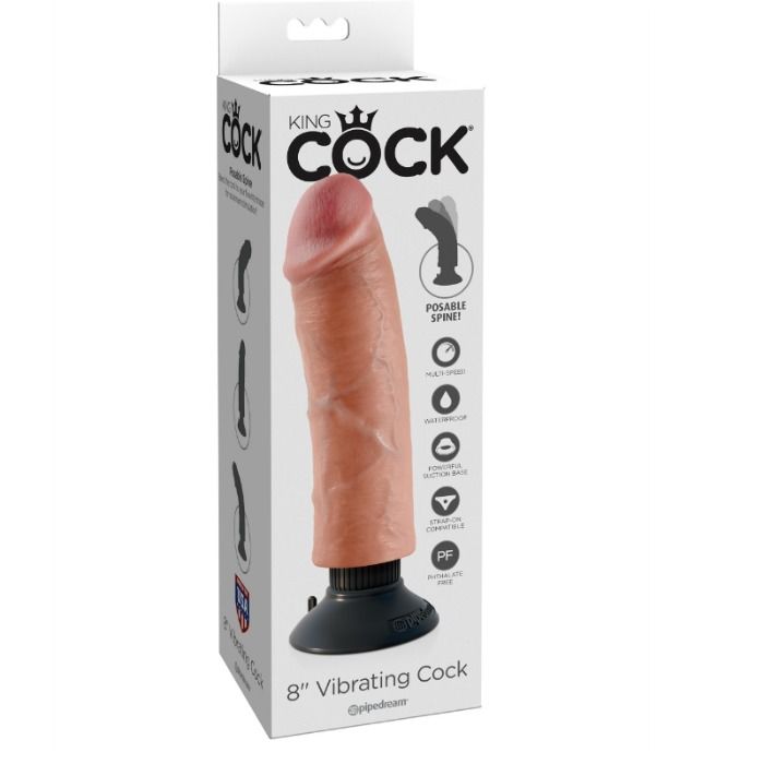 KING COCK - GODE VIBRATEUR 20.32 CM NATUREL