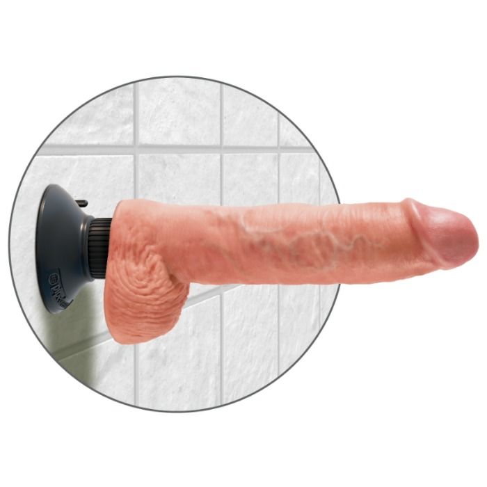 KING COCK - GODE VIBRANT AVEC TESTICULES 25.5 CM COULEUR NATURELLE