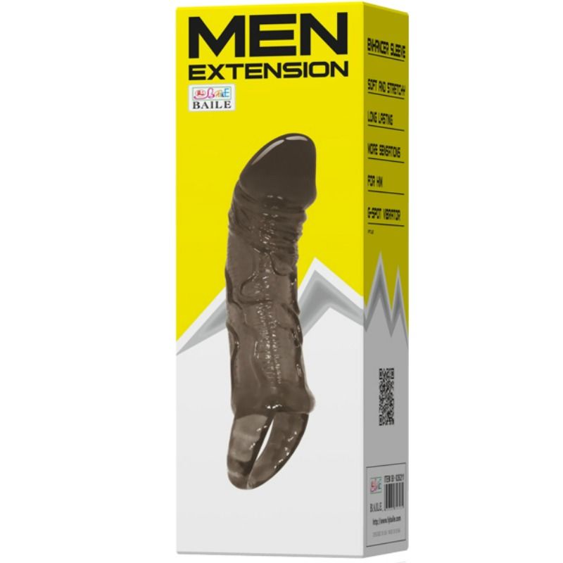 BAILE - GAINE D'EXTENSION DE PÉNIS AVEC SANGLE POUR TESTICULES 11.5 CM