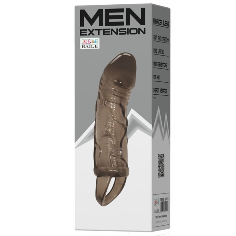 BAILE - HOUSSE D'EXTENSION DE PÉNIS AVEC SANGLE POUR TESTICULES NOIR 13.5 CM