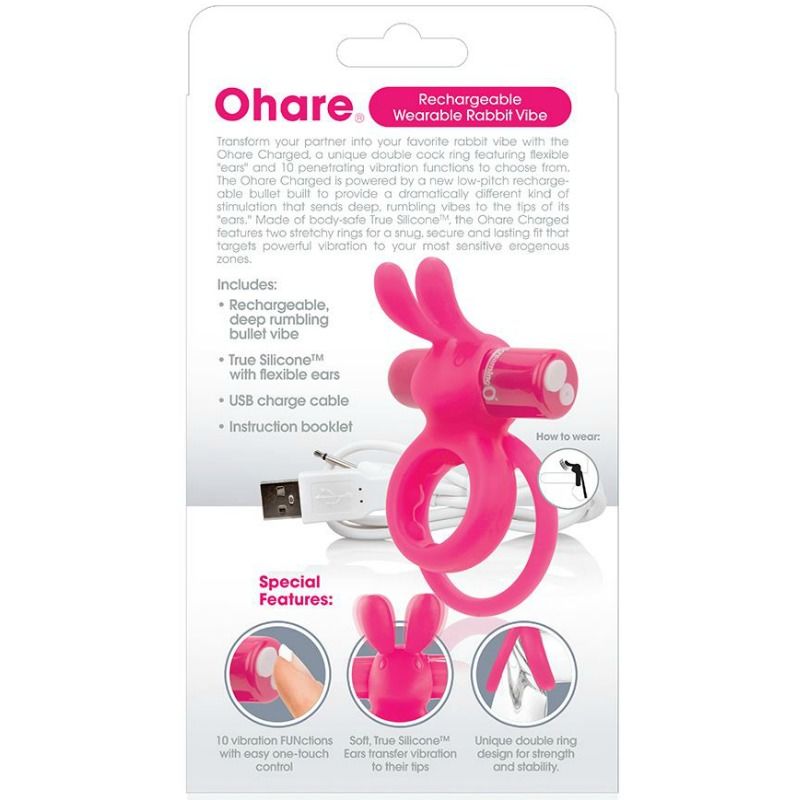 SCREAMING O - ANNEAU PÉNIEN DOUBLE RECHARGEABLE CON RABBIT HARE ROSE