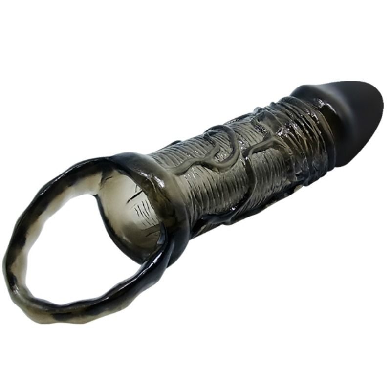 BAILE - HOUSSE D'EXTENSION DE PÉNIS AVEC SANGLE POUR TESTICULES NOIR 13.5 CM